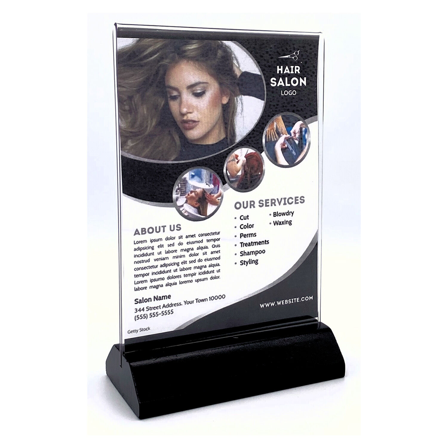 Acrylic Table Tent with Black Base - 5x7 Size