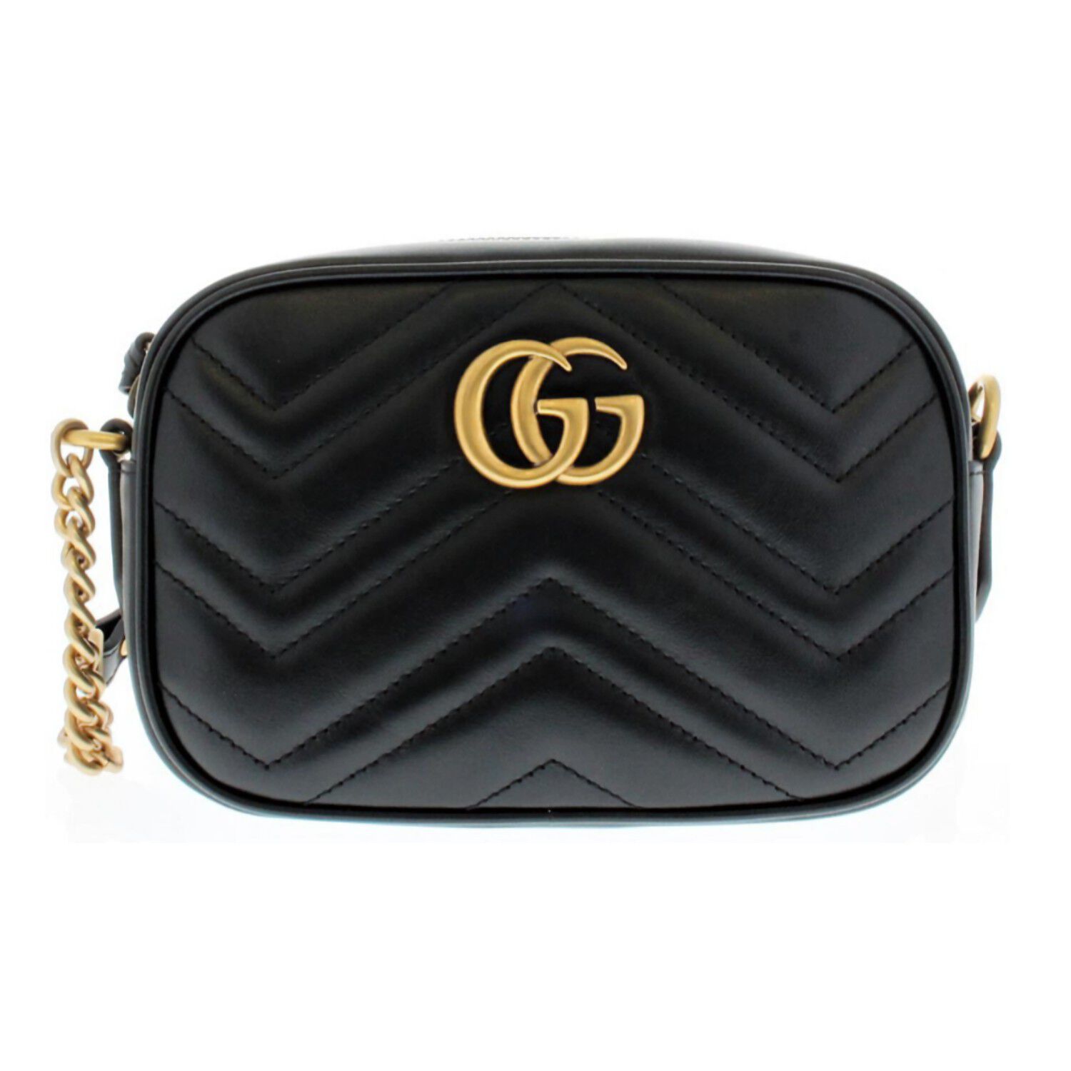 Gucci Mini GG Marmont Chain Shoulder Bag - Black
