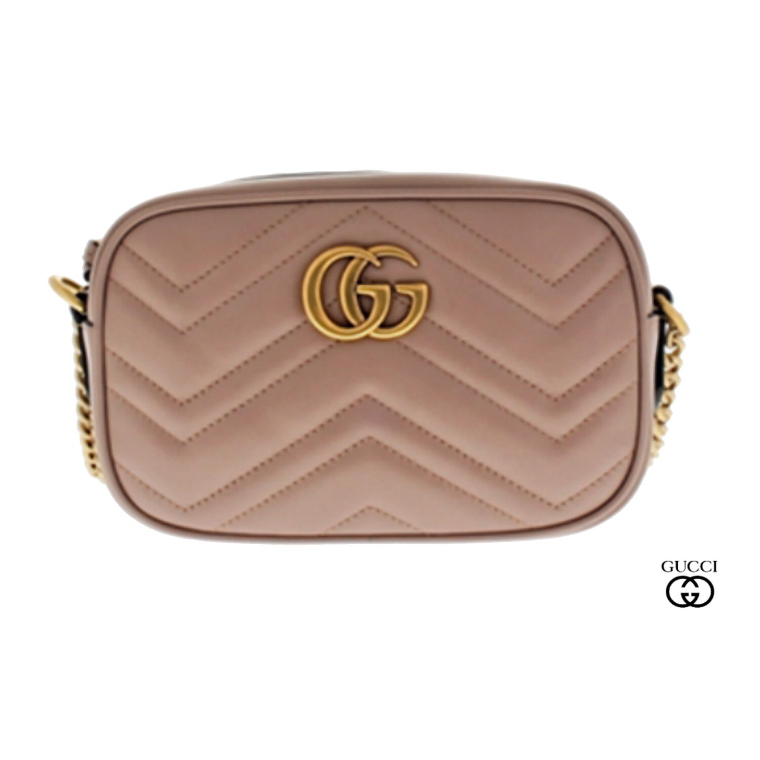 Gucci Mini GG Marmont Chain Shoulder Bag - Dusty Pink